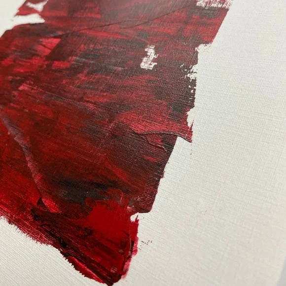 Abstract Acrylic Original Painting On Canvas Paper 9X12 Wall Art Red - Picture 5 of 6